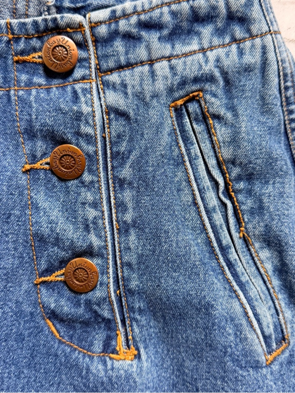 Vintage 90s UNIONBAY Blue Denim Mini Skort - Picture 2 of 9